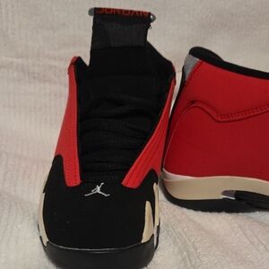 Jordan Size 8, Red and Black Sneakers